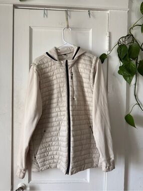 Brushed Interior size L Light Cream Quilted Hooded Jacket Old Navy active